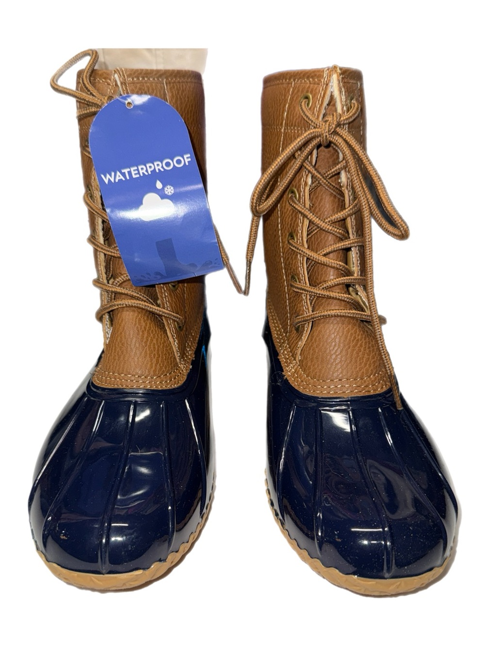 JBU by Jambu - Maplewood Waterproof Duck Boots - Brown/Navy - Women’s 8M